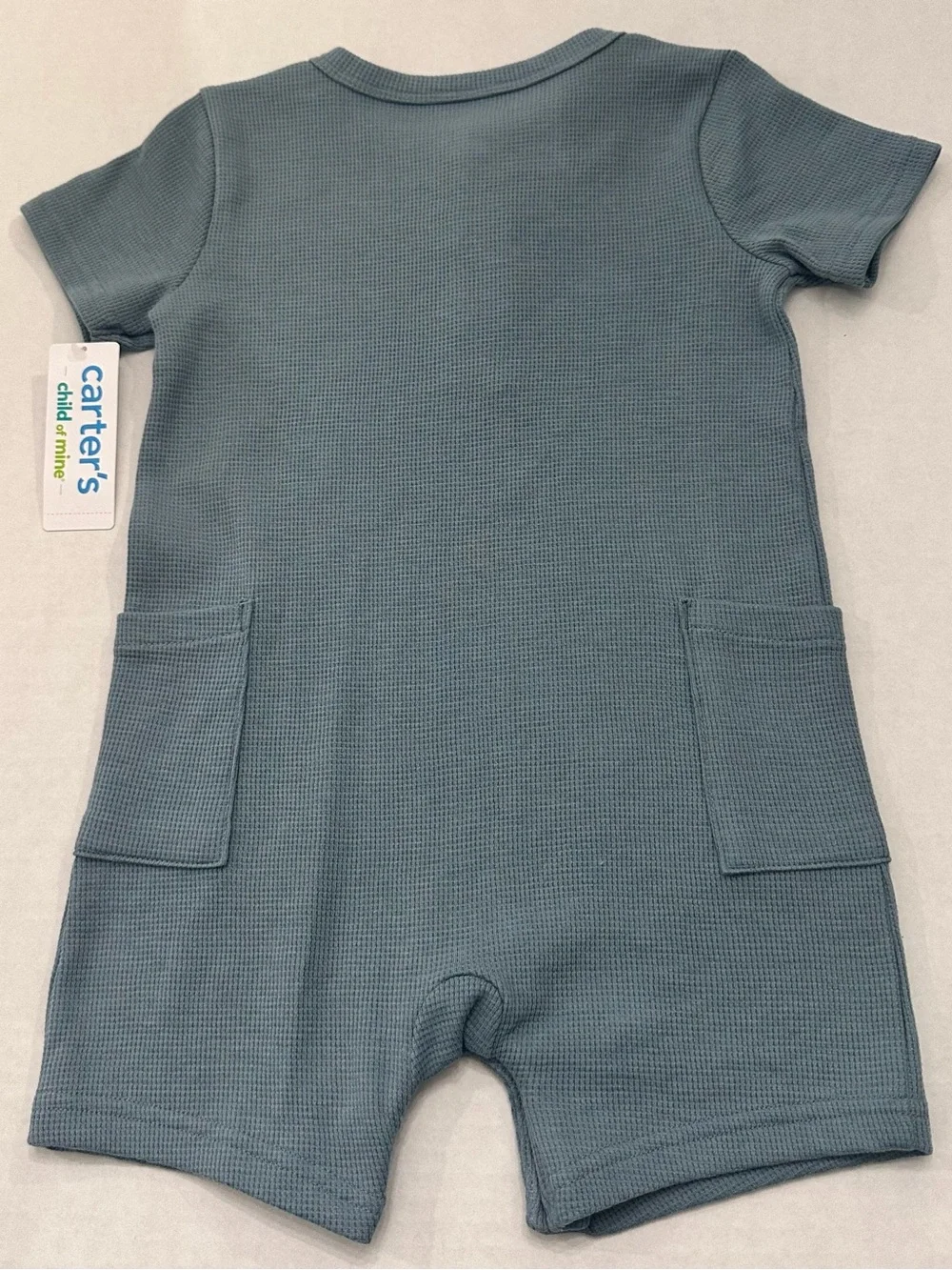 Carter's Child of Mine Baby Boy Solid Blue Romper, Size 24 Months